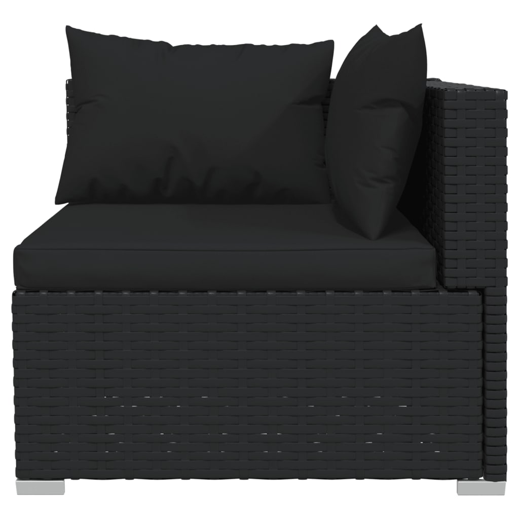 vidaXL 7-delige Loungeset met kussens poly rattan zwart