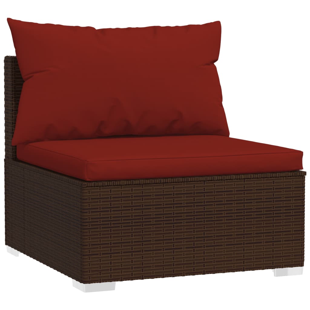 

vidaXL 7-delige Loungeset met kussens poly rattan bruin