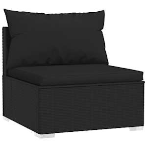 vidaXL Salon de jardin 8 pcs avec coussins R&eacute;sine tress&eacute;e Noir