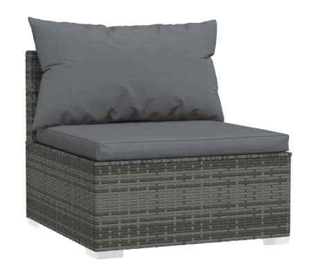 vidaXL Salon de jardin 9 pcs avec coussins R&eacute;sine tress&eacute;e Gris