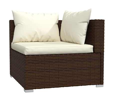 vidaXL 9-delige Loungeset met kussens poly rattan bruin
