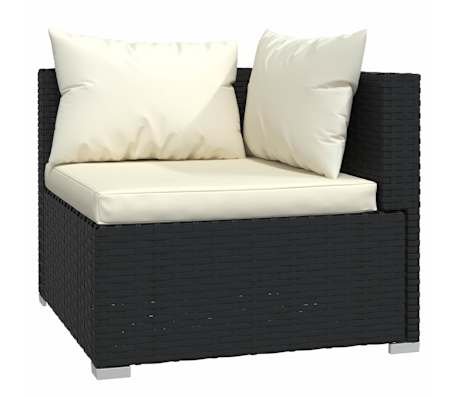vidaXL 10 Piece Garden Lounge Set with Cushions Poly Rattan Black