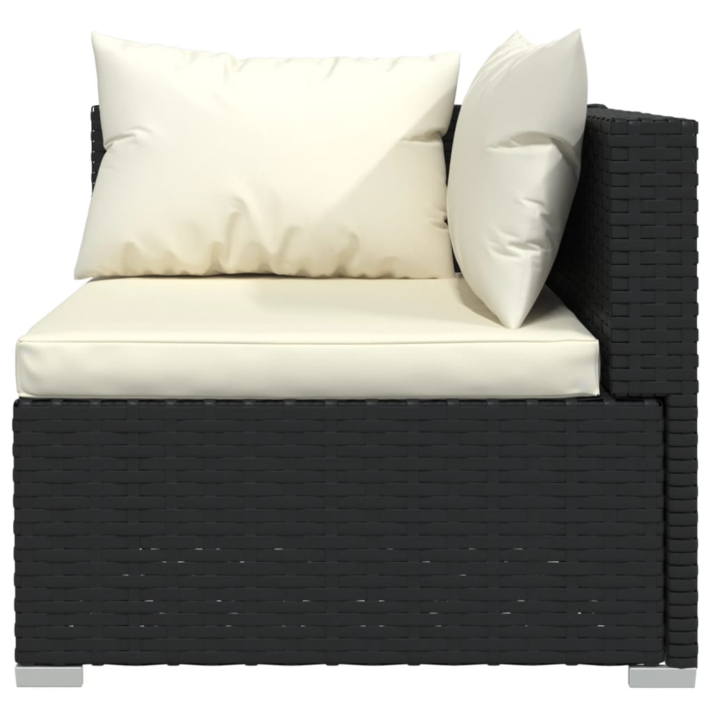 

vidaXL 6-delige Loungeset met kussens poly rattan zwart