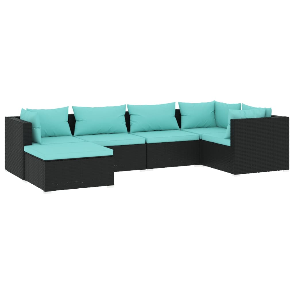 Thumbnail - vidaXL 6-tlg. Garten-Lounge-Set mit Kissen Poly Rattan Schwarz