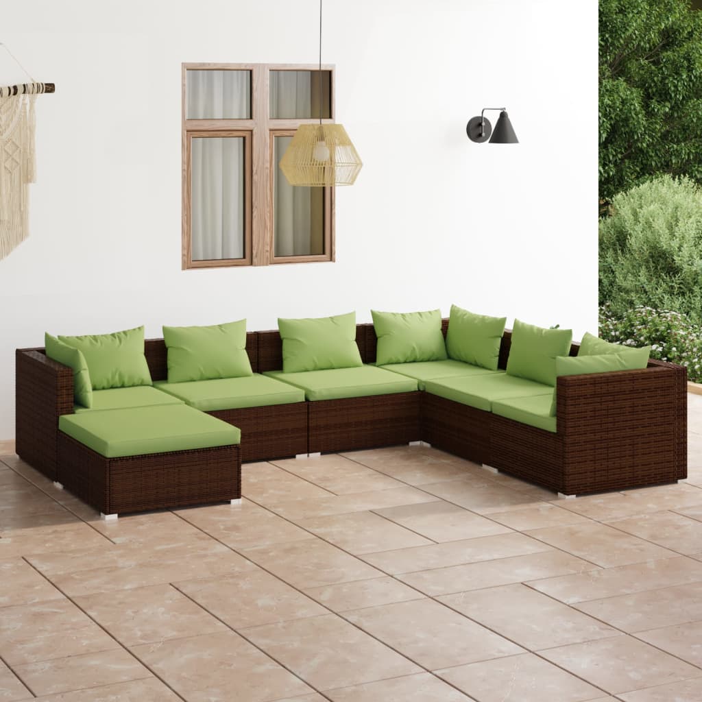 Krótką nazwą produktu może być Zestaw wypoczynkowy ogrodowy z poduszkami - polirattan PE, brązowy