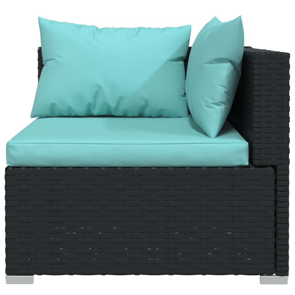 

vidaXL 9-delige Loungeset met kussens poly rattan zwart