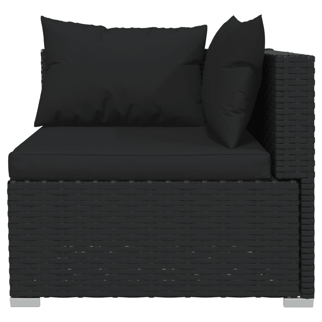 vidaXL 10-delige Loungeset met kussens poly rattan zwart