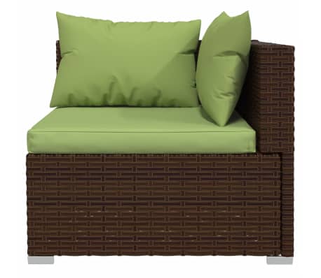 vidaXL Sodo komplektas su pagalvėlėmis, 10 dalių, rudas, poliratanas