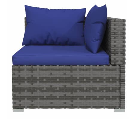 vidaXL 10-tlg. Garten-Lounge-Set mit Kissen Poly Rattan Grau