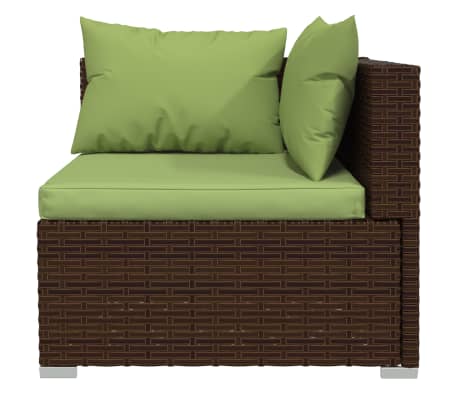 vidaXL Set Divani da Giardino 11 pz con Cuscini in Polyrattan Marrone