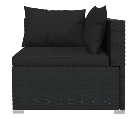 vidaXL 7 Piece Garden Lounge Set with Cushions Poly Rattan Black