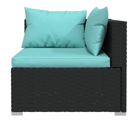 vidaXL Garden Lounge Set Black, Water Blue