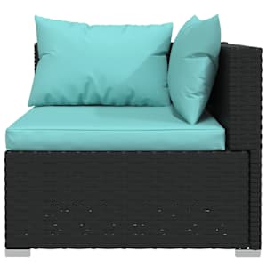 vidaXL Garden Lounge Set Black, Water Blue