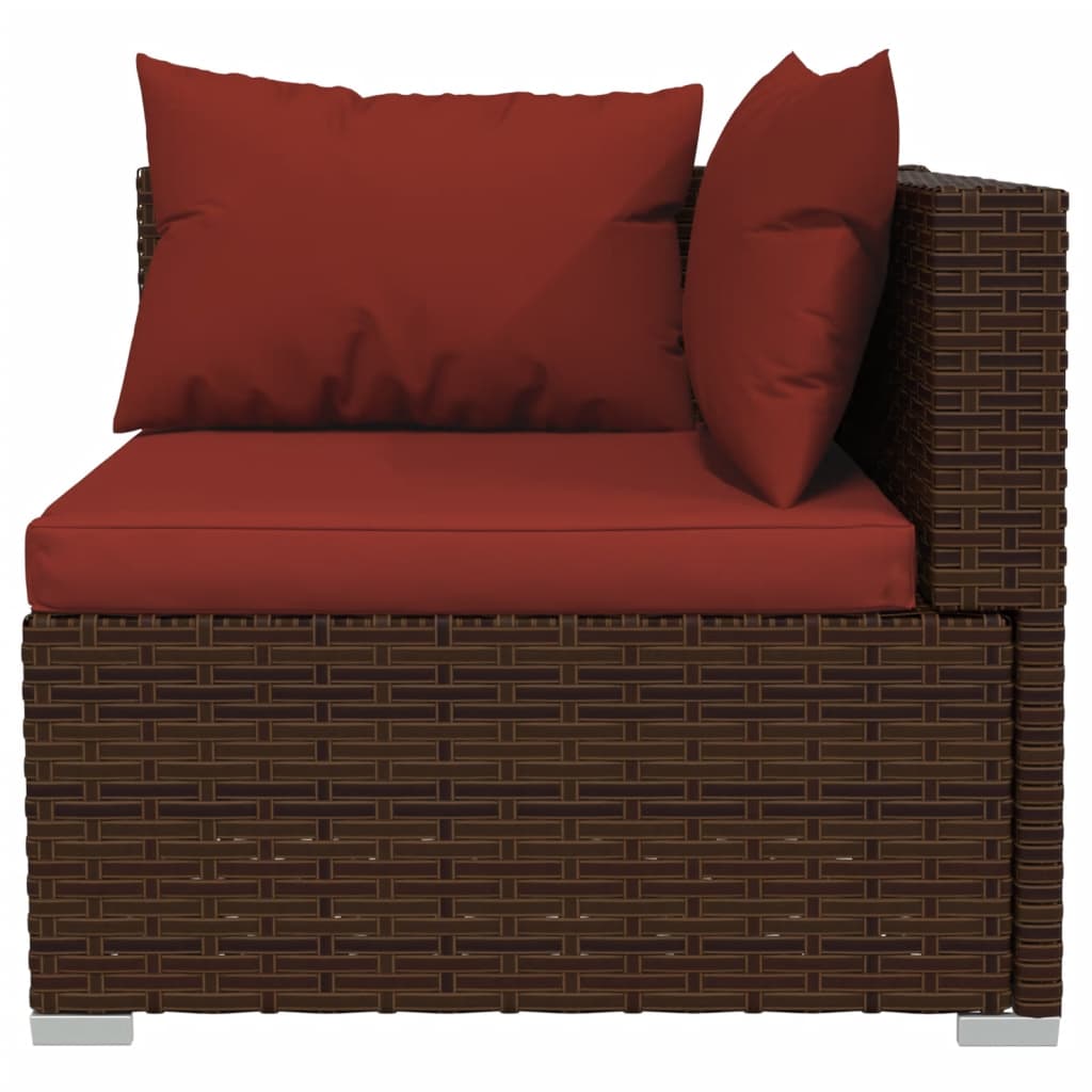 

vidaXL 7-delige Loungeset met kussens poly rattan bruin