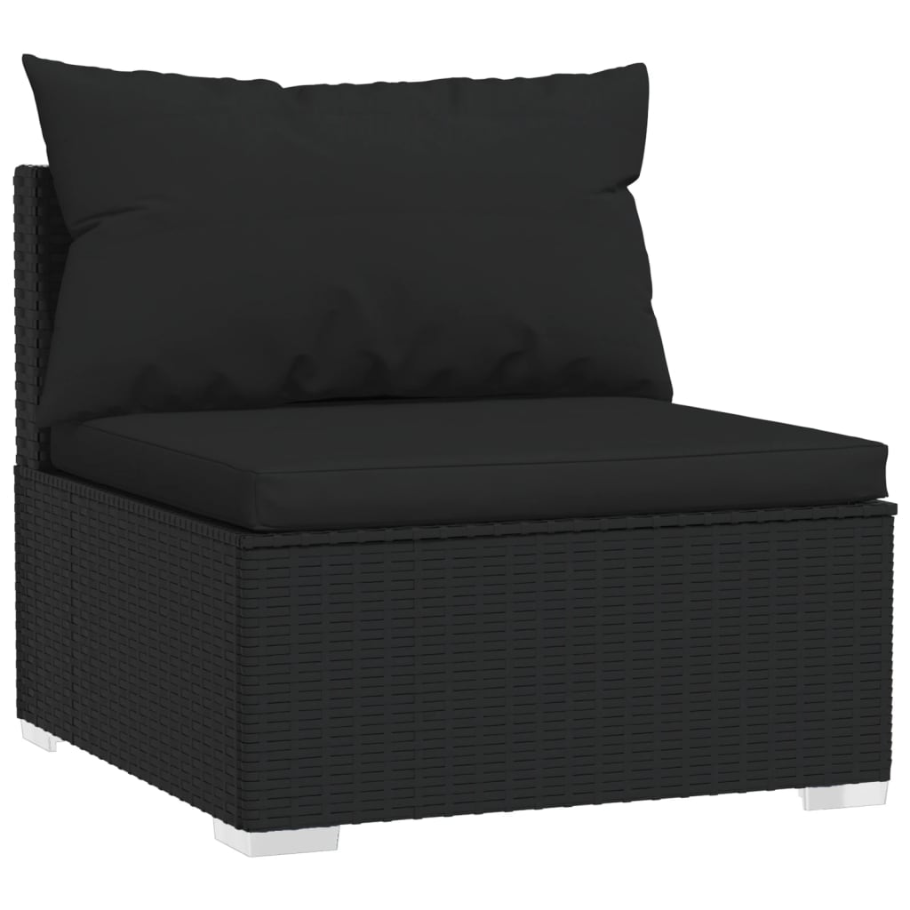 

vidaXL 7-delige Loungeset met kussens poly rattan zwart