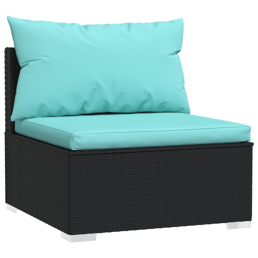 

vidaXL 7-delige Loungeset met kussens poly rattan zwart