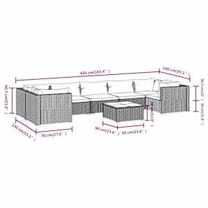 8dílná zahradní sedací souprava s poduškami polyratan hnědá - obrázek 9