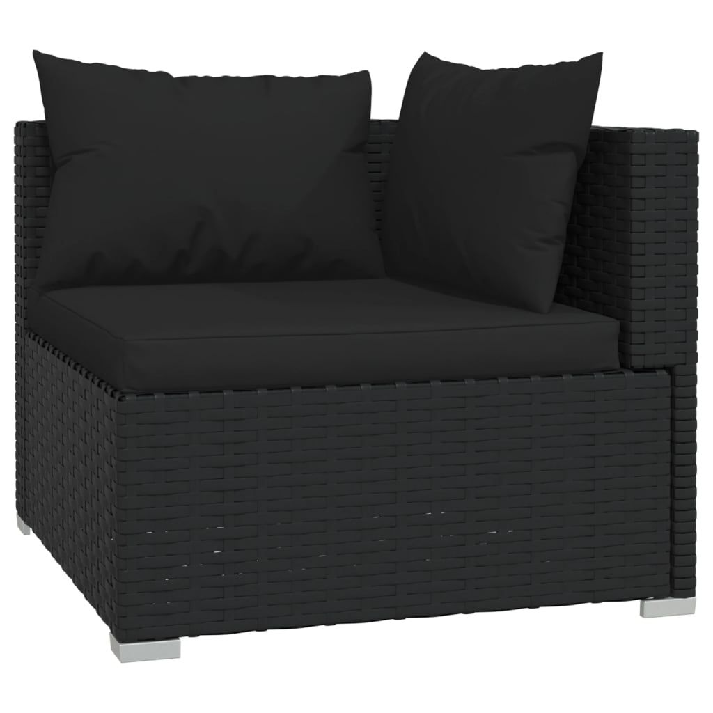 

vidaXL 11-delige Loungeset met kussens poly rattan zwart