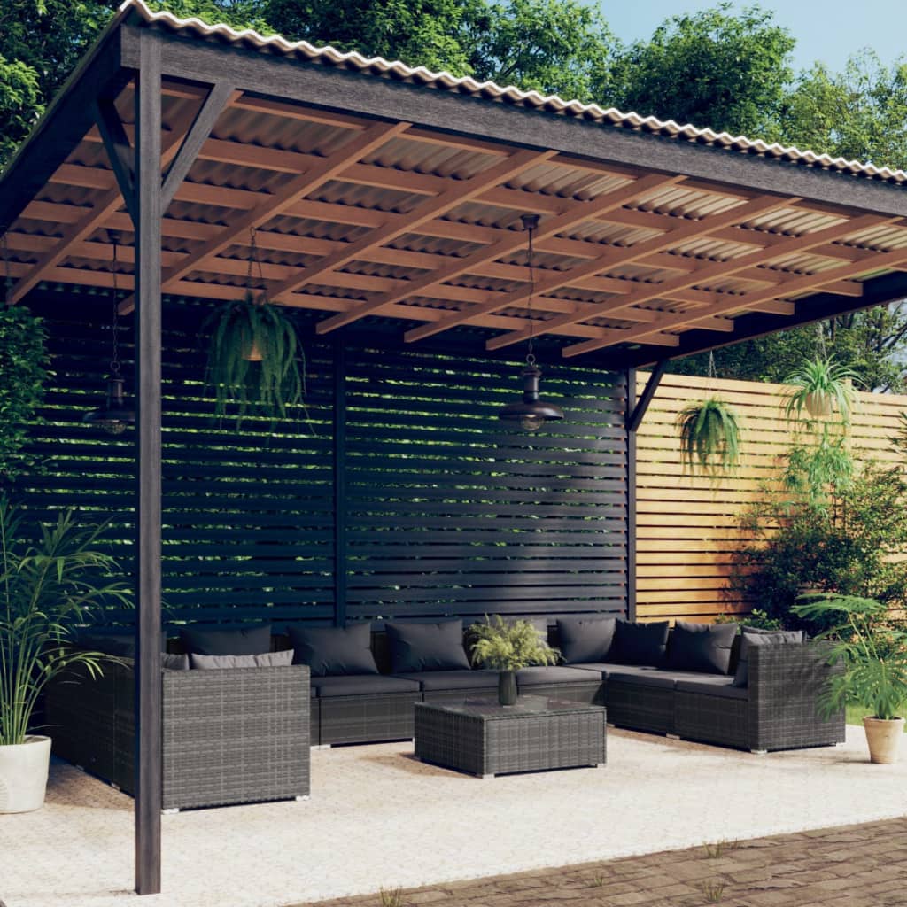 vidaXL Salon de jardin 11 pcs avec coussins Résine tressée Gris