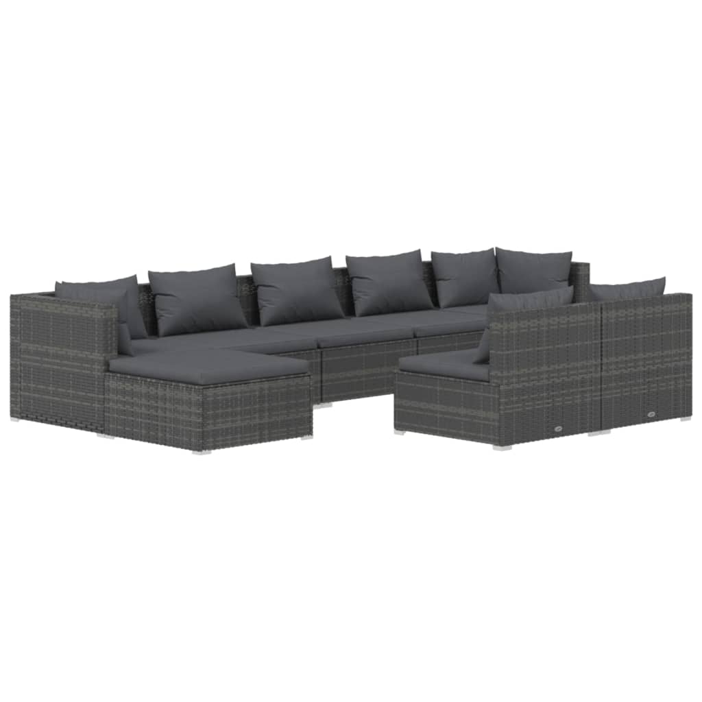 Photos - Garden Furniture VidaXL 9 Piece Patio Lounge Set with Cushions Gray Poly Rattan 