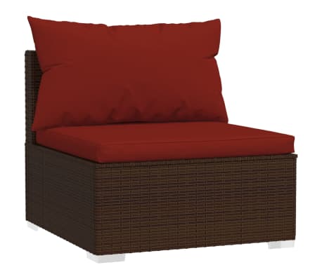 vidaXL Salon de jardin 10 pcs avec coussins marron r&eacute;sine tress&eacute;e