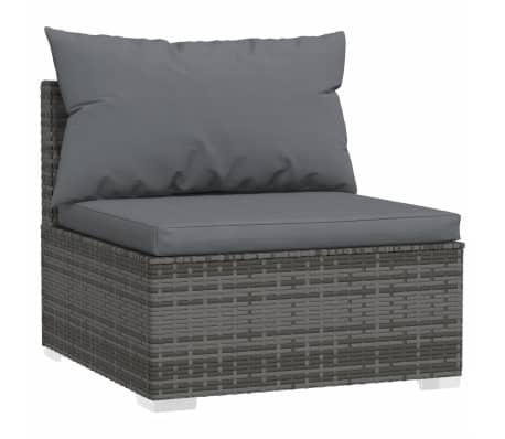 vidaXL 9 Piece Garden Lounge Set with Cushions Grey Poly Rattan