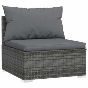 vidaXL 9 Piece Garden Lounge Set with Cushions Grey Poly Rattan
