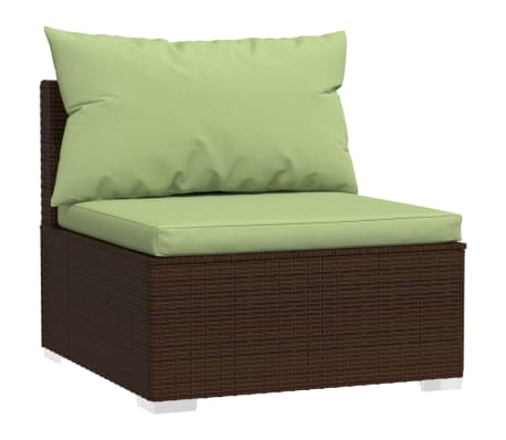 vidaXL 10 Piece Garden Lounge Set with Cushions Brown Poly Rattan