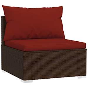 vidaXL Salon de jardin 10 pcs avec coussins Marron R&eacute;sine tress&eacute;e