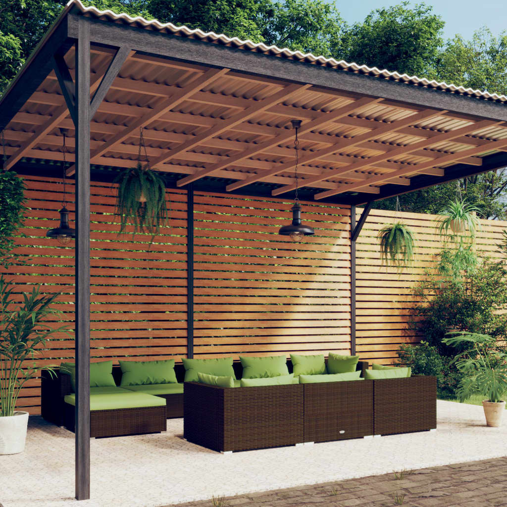vidaXL Set mobilier de grădină cu perne, 10 piese, maro, poliratan grădină imagine model 2022