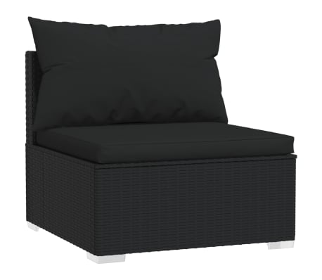 vidaXL Salon de jardin 11 pcs avec coussins Noir R&eacute;sine tress&eacute;e