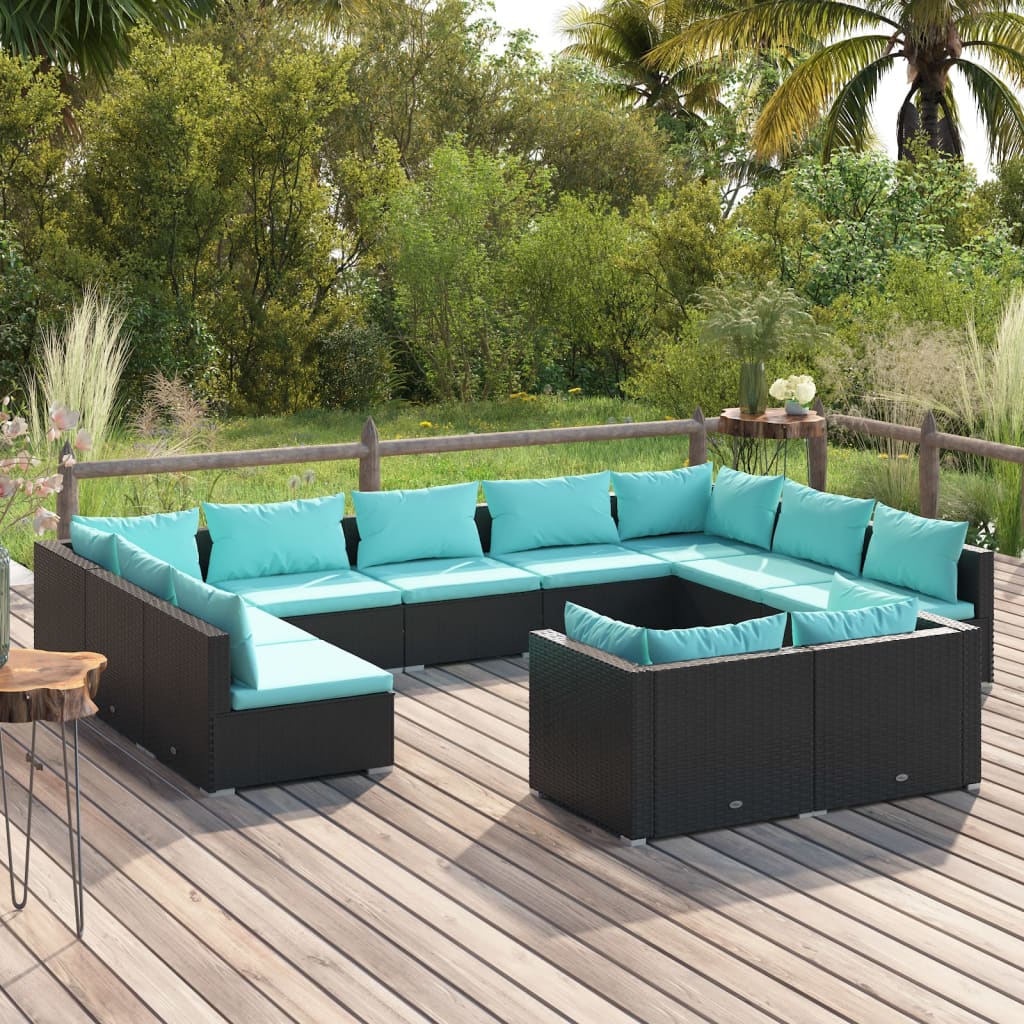 Patio Lounge Set Outdoor Sectional Sofa Set Table Garden Poly Rattan vidaXL vida