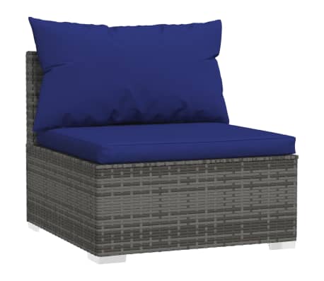 vidaXL 12 Piece Garden Lounge Set with Cushions Grey Poly Rattan