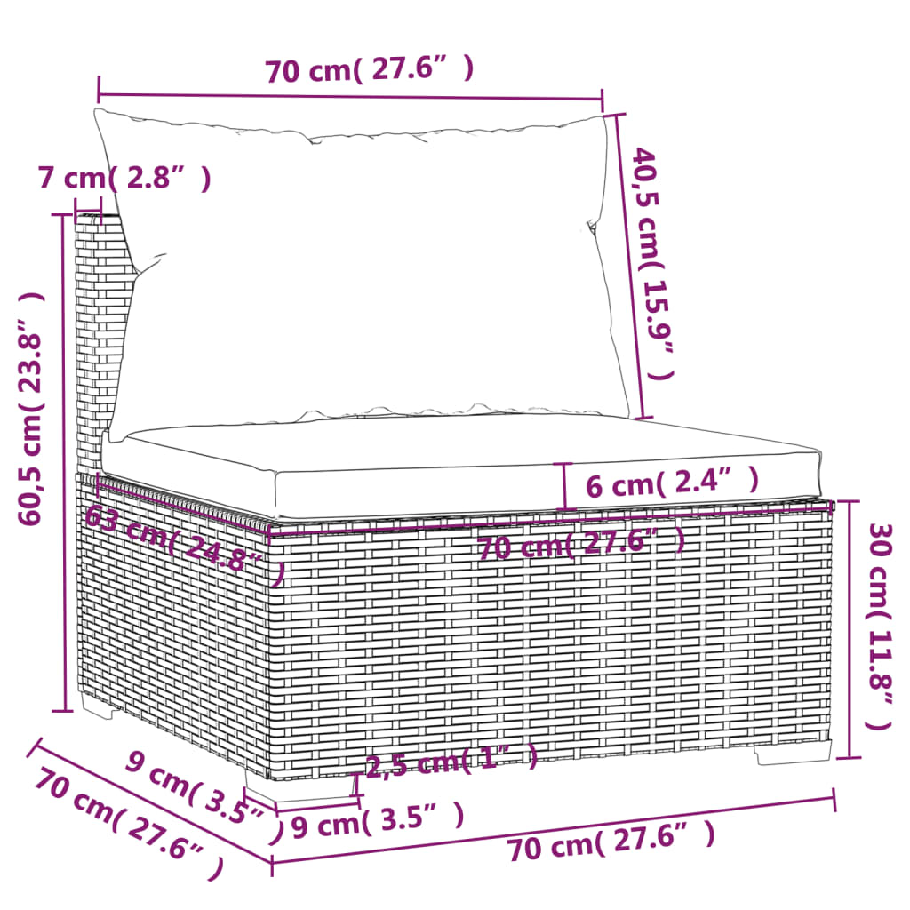 Set mobilier de grădină cu perne, 14 piese, negru, poliratan