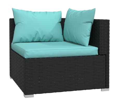 vidaXL Salon de jardin 11 pcs avec coussins Noir R&eacute;sine tress&eacute;e