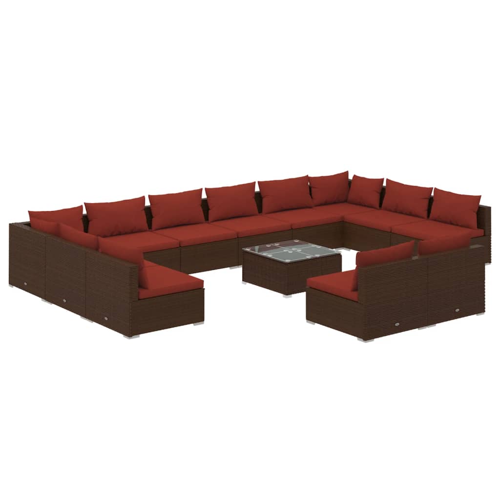 VidaXL 13 Piece Garden Lounge Set With Cushions Brown