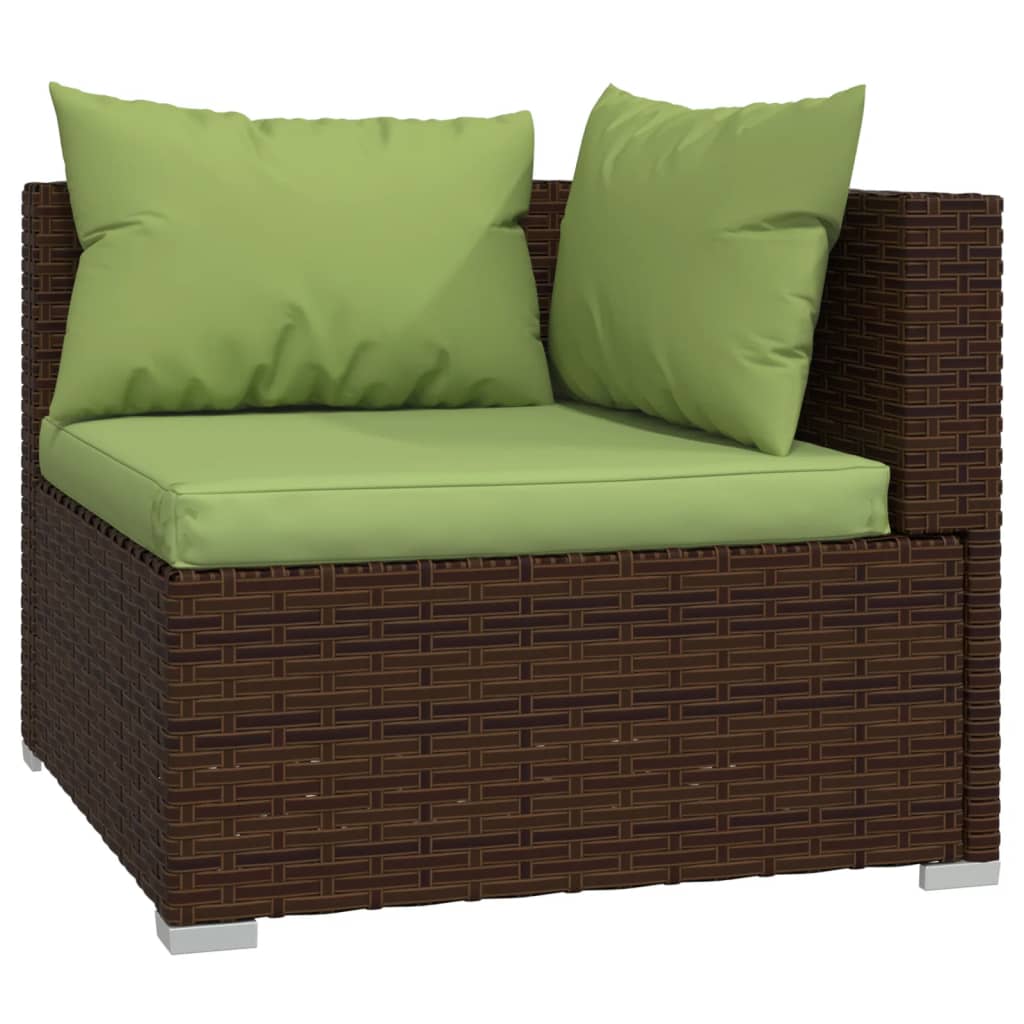 vidaXL 13-tlg. Garten-Lounge-Set mit Kissen Braun Poly Rattan