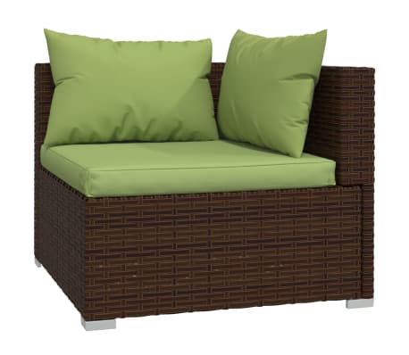 vidaXL 13-tlg. Garten-Lounge-Set mit Kissen Braun Poly Rattan