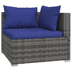 vidaXL Salon de jardin 6 pcs avec coussins r&eacute;sine tress&eacute;e gris