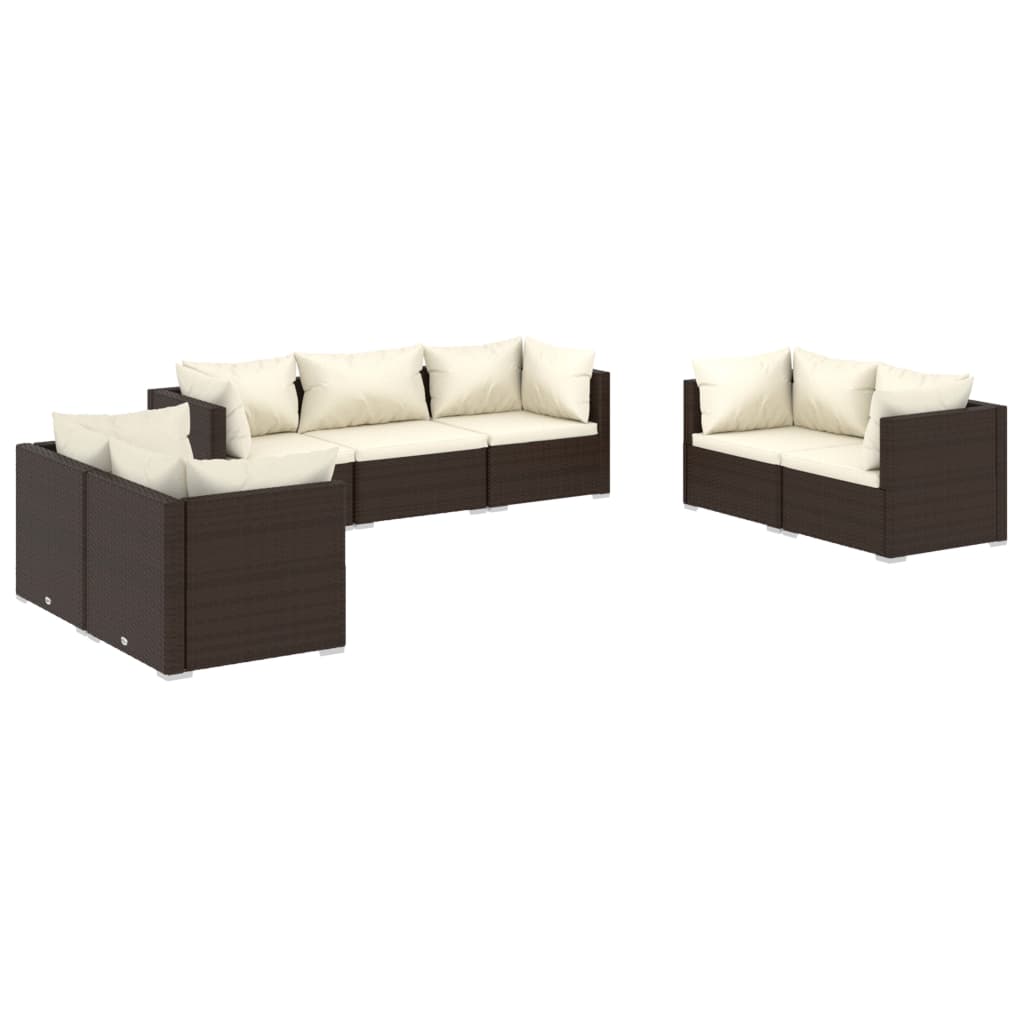 Thumbnail - vidaXL 7-tlg. Garten-Lounge-Set mit Kissen Poly Rattan Braun