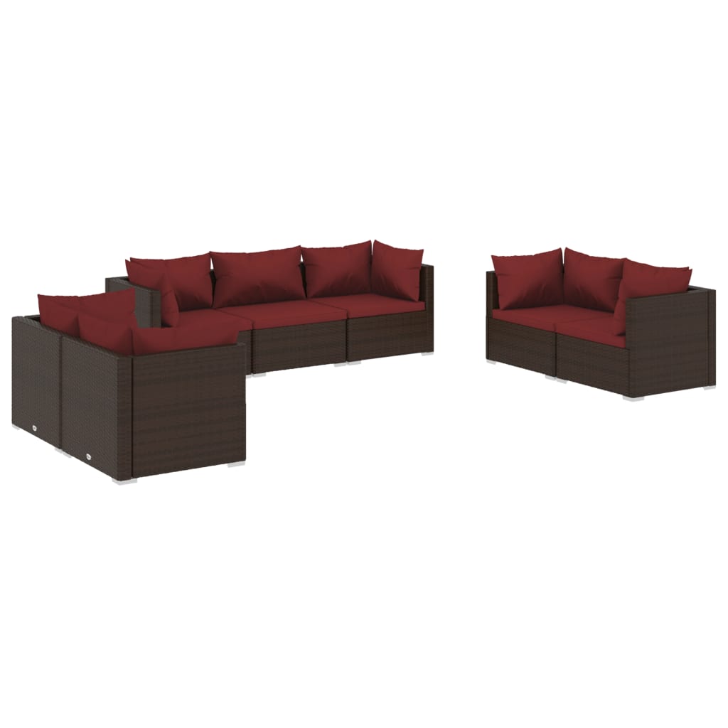 Thumbnail - vidaXL 7-tlg. Garten-Lounge-Set mit Kissen Poly Rattan Braun