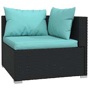 vidaXL Garden Lounge Set Black, Water blue