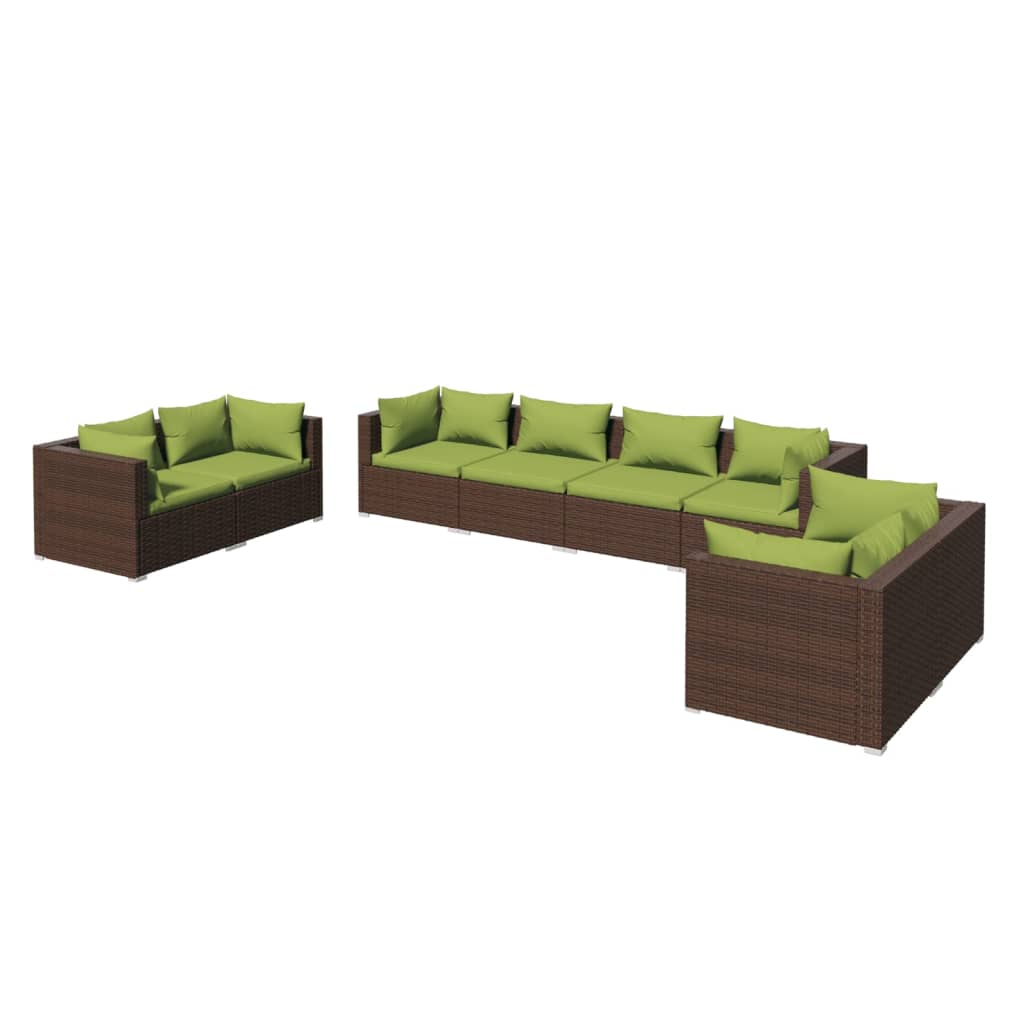 Photos - Garden Furniture VidaXL 8 Piece Patio Lounge Set with Cushions Poly Rattan Brown 