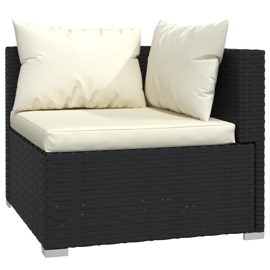 

vidaXL 6-delige Loungeset met kussens poly rattan zwart