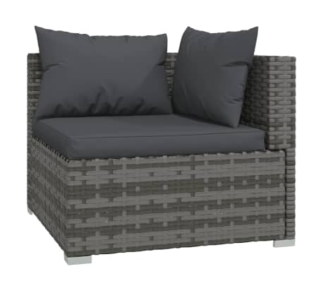 vidaXL Salon de jardin 7 pcs avec coussins R&eacute;sine tress&eacute;e Gris