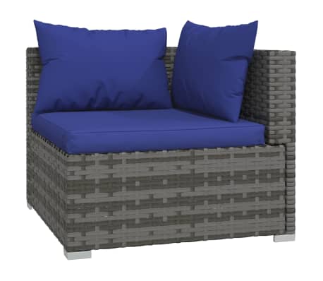 vidaXL 7-delige Loungeset met kussens poly rattan grijs