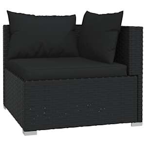 vidaXL Salon de jardin 8 pcs avec coussins R&eacute;sine tress&eacute;e Noir