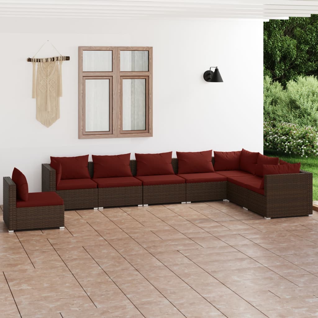 vidaXL Set mobilier de grădină cu perne, 8 piese, maro, poliratan vidaXL imagine noua