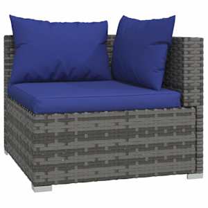 vidaXL Salon de jardin 9 pcs avec coussins Gris R&eacute;sine tress&eacute;e