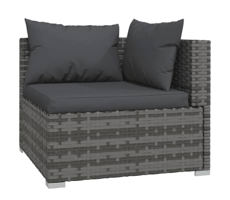 vidaXL 10-delige Loungeset met kussens poly rattan grijs